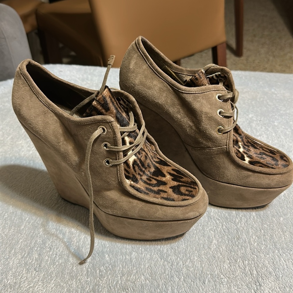 Stuart Weitzman Brown Wedges chunky Shoes - Picture 5 of 14